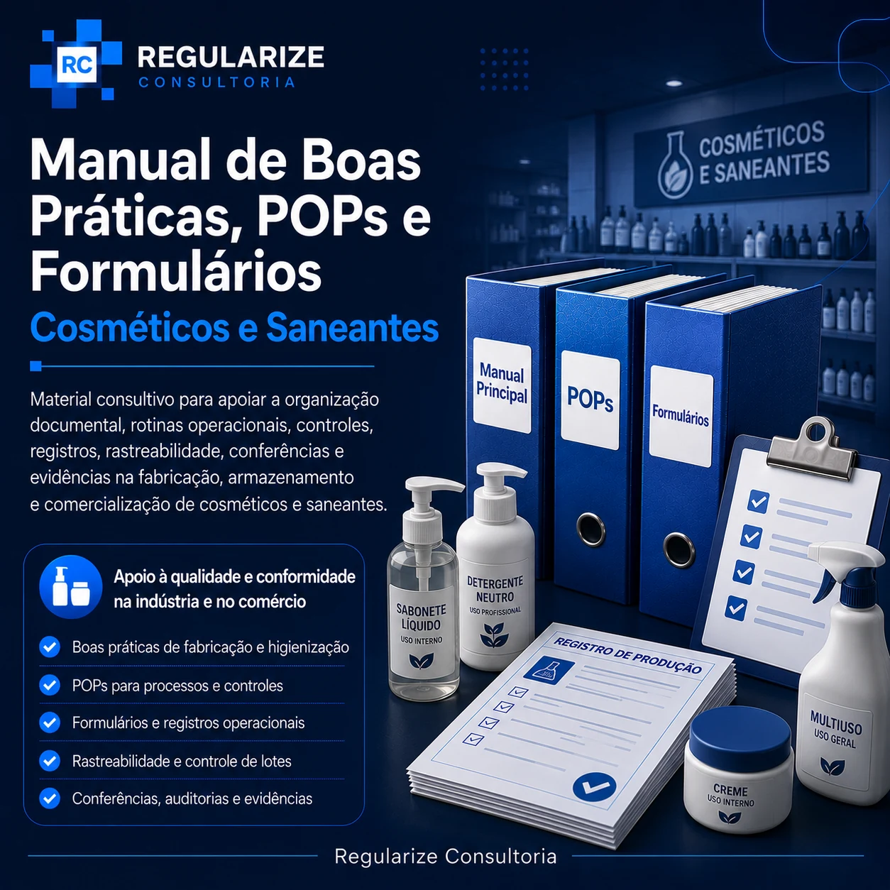 Manuais e POPs para cosméticos e saneantes